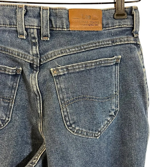 Lee Jeans 90s High Waisted Rise Mom Fit Blue Denim Casual Logo Medium Wash - Picture 6 of 6
